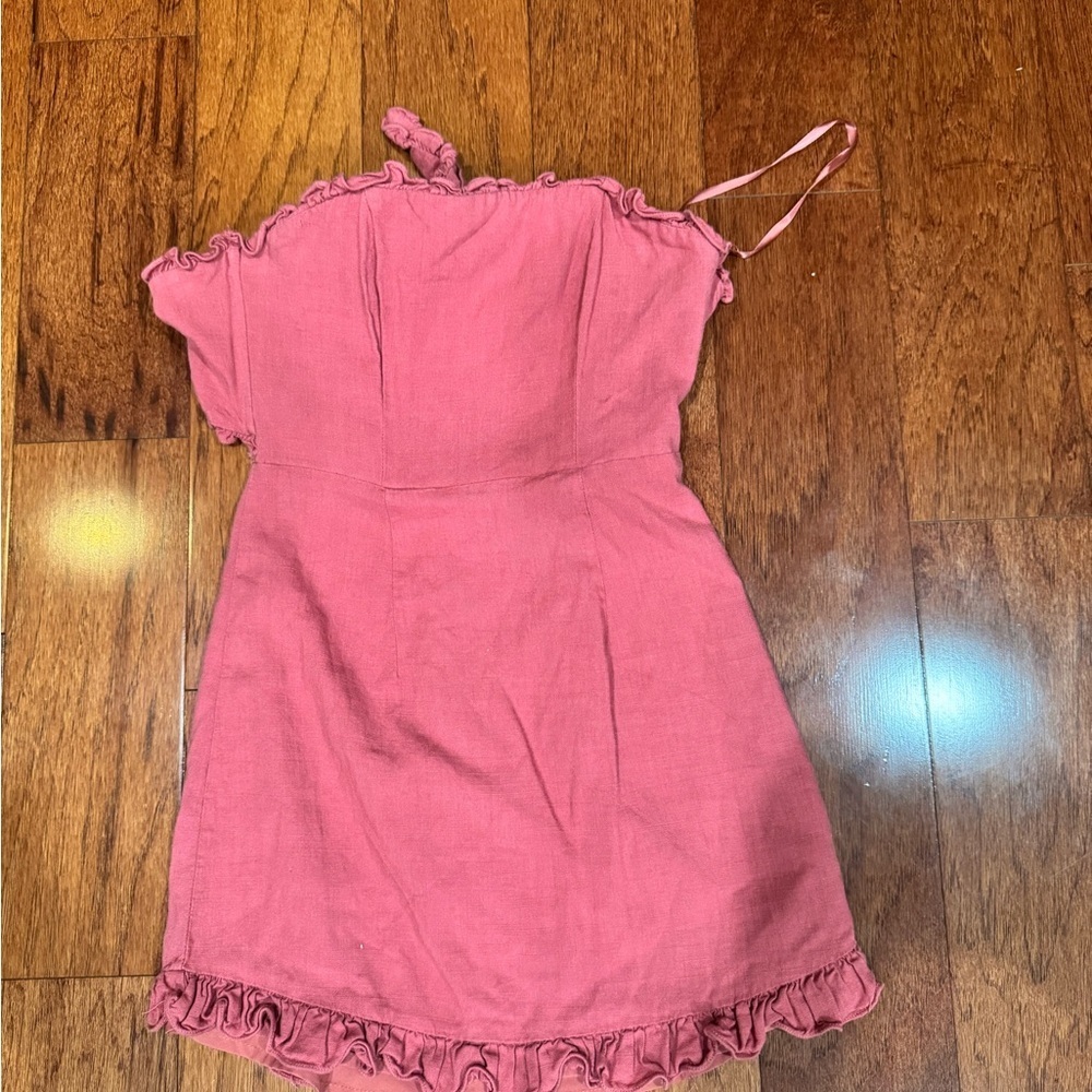 Selfie Leslie Pink Ruffle Strapless Dress